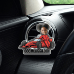 Personalized Cartoon Racing Elements Photo Car Sun Visor Clip with Name Car Accessories Birthday Gift for Motorsports Enthusiasts Fans