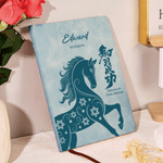 Personalised Auspicious Word Horse Chinese-Style A5 PU Leather Travel Journal Notebook with Name Daily Use Business Gift for Colleague Student Friend