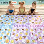 Personlig lekfull emoji scen foto snabbtorkande mjuk överdimensionerad strandhandduk med namn sommar födelsedagspresent för vänner barn | Callie × emoji ™