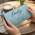 Personalised Birth Flower PU Leather Women's Wallet with Name Mother's Day Birthday Gift for Women