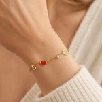 Personalized Constellation Birthstone Initial Heart Pendants Bracelet Daily Use Anniversary Birthday Gift for Woman Friend Girlfriend