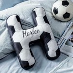 Oreiller doux personnalisé avec nom Décoration de salon Journée de jeu Anniversaire Coupe du monde Cadeau pour l'amateur de football