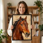 Personalised Oil Painting Texture Style Horse Portrait Framed Canvas Print with Name Home Decor Housewarming Gift for Horse Owners