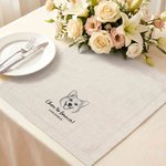 Personalized Pet Photo Linen Napkin with Name Text and Date Table Decoration Wedding Gift for Bridesmaid Pet Lover