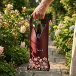Personalized Watercolor Birth Flower PU Leather Wine Bag with Name and Handle Protective Wine Accessories Dinner Party Gift for Wine Lover Woman