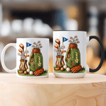 Personalized Vintage Golf Pattern 11 oz 15 oz Ceramic Mug with Handle and Name Daily Home Use Father's Day Gift for Golf Lovers