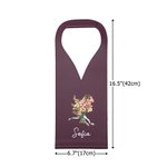 Personalised Watercolor Birth Flower Bouquet PU Leather Protective Wine Bag with Name Mother's Day Birthday Gift for Mum Wine Lovers