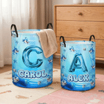 Panier de rangement Oxford personnalisé avec nom et initiales pour requins Décoration de chambre Utilisation quotidienne Anniversaire Cadeau de fête d'enfants pour garçons