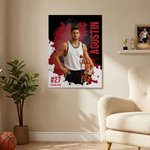 Personalizowany zdjęcia sportowców w stylu splatter art na płótnie z imieniem i numerem prezent urodzinowy dla sportowca