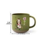 Mug personnalisé en céramique avec nom et prénom, avec personnage de lecture et fleur de naissance, cadeau de club de lecture pour les amoureux des livres.