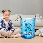 Panier de rangement Oxford personnalisé avec nom et initiales pour requins Décoration de chambre Utilisation quotidienne Anniversaire Cadeau de fête d'enfants pour garçons