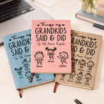 Personalised Cute Line Cartoon Character Sheep Leather A5 Notebook with Names Daily Use Mother's Day Birthday Gift for Grandma Mom