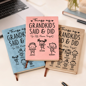 Personalized Cute Line Cartoon Character Sheep Leather A5 Notebook with Names Daily Use Mother's Day Birthday Gift for Grandma Mom