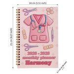 Henkilökohtainen Cartoon Nurse Scrub Medical Device 2026-2028 Planner Spiral Notebook viikoittain kuukausittain suunnittelu sivut syntymäpäivälahja lääkäri Sairaanhoitaja