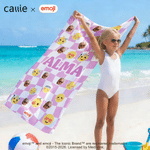 Personlig lekfull emoji scen foto snabbtorkande mjuk överdimensionerad strandhandduk med namn sommar födelsedagspresent för vänner barn | Callie × emoji ™