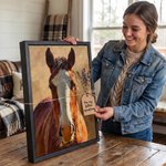 Personalised Oil Painting Texture Style Horse Portrait Framed Canvas Print with Name Home Decor Housewarming Gift for Horse Owners
