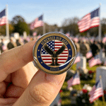 Personalised Eagle Remember Our Hero Pin Button Badge with Name American Independence Day Sympathy Gift for Veteran Loss of Loved One