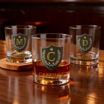 Personalisierte Luxus Crown Classic Badge Initial Rock Whiskey Glas mit Namen Geburtstag Vatertag Geschenk für Mann Papa Ehemann Groomsman