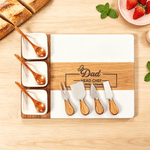 Gepersonaliseerde gegraveerde tekst Chef-kok vader Acacia marmeren snijplank onderzetterset met kom en lepel Vaderdag Housewarming Gift voor vader familie