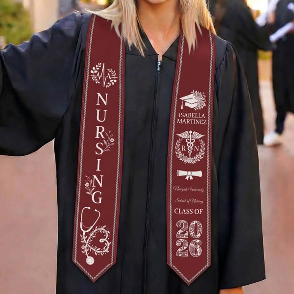Personalised Healthcare Theme Graduation Sash with Name School and Year Graduation Gift for Class of 2026 Nursing Graduates