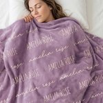 Personalised Multicolor Word Cloud Soft Throw Blanket with Name Home Decor Birthday Gift for Kids Family Friends