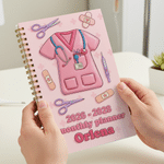 Personalized Cartoon Nurse Scrub Medical Device 2026-2028 Planner Spiral Notebook with Weekly Monthly Planning Pages Birthday Gift for Doctor Nurse