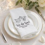 Personalized Pet Photo Linen Napkin with Name Text and Date Table Decoration Wedding Gift for Bridesmaid Pet Lover