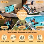 Personalized Polka Dots Cute Cartoon Little Girl 2 in 1 Foldable Quick Dry Beach Towel & Bag with Name Travel Birthday Gift for Black Girls