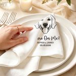 Personalized Pet Photo Linen Napkin with Name Text and Date Table Decoration Wedding Gift for Bridesmaid Pet Lover