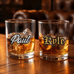 Personalized Gold Silver Name 10 oz Rock Whiskey Glass Birthday Father's Day Gift for Man Whiskey Enthusiast