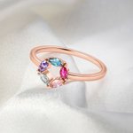 Personlig 1-6 fødselssteiner Sterling sølvring med navn Smykkesmykker Jubileum Bursdag Morsdagsgave til kvinne Mor