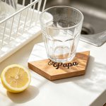 Personalizado Grabado Texto Jefe Chef Papá Acacia Mármol Tabla de Cortar Posavasos Set con Tazón y Cuchara Día del Padre Housewarming Regalo para Padre Familia