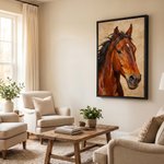 Personalised Oil Painting Texture Style Horse Portrait Framed Canvas Print with Name Home Decor Housewarming Gift for Horse Owners