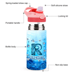 Personalized Shark Ocean 12 oz Water Bottle with Name and Initial Daily Drinking Birthday Gift for Boy Girl