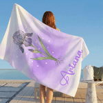 Personalizada Arte Nacimiento Flor Secado Rápido Toalla de Playa con Nombre Fiesta en la Playa al Aire Libre Esencial Regalo de Cumpleaños para Niños Besties Familia