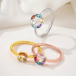 Personlig 1-6 fødselssteiner Sterling sølvring med navn Smykkesmykker Jubileum Bursdag Morsdagsgave til kvinne Mor