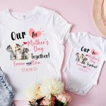 Gepersonaliseerd Babyrompertje of T-shirt voor Volwassenen van 100% Katoen met Schattige Olifantendesign en Naam Cadeau voor Mama en Pasgeboren Baby