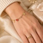 Personalized Constellation Birthstone Initial Heart Pendants Bracelet Daily Use Anniversary Birthday Gift for Woman Friend Girlfriend