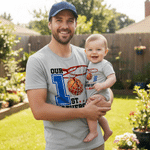 Personalized Our First Father's Day 100% Cotton Baby Bodysuit T-shirt Matching Outfit with Name and Year First Father's Day Gift for Dad Baby