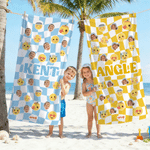 Personlig lekfull emoji scen foto snabbtorkande mjuk överdimensionerad strandhandduk med namn sommar födelsedagspresent för vänner barn | Callie × emoji ™