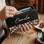 Personalised Birth Flower PU Leather Women's Wallet with Name Mother's Day Birthday Gift for Women