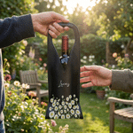 Personalized Watercolor Birth Flower PU Leather Wine Bag with Name and Handle Protective Wine Accessories Dinner Party Gift for Wine Lover Woman
