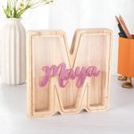 Gepersonaliseerd Houten Spaarpot in Lettervorm met Transparant Venster en Naam Kerst- en Verjaardagscadeau Educatief Cadeau voor Kinderen