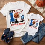 Personalized Our First Father's Day 100% Cotton Baby Bodysuit T-shirt Matching Outfit with Name and Year First Father's Day Gift for Dad Baby