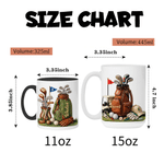 Personalized Vintage Golf Pattern 11 oz 15 oz Ceramic Mug with Handle and Name Daily Home Use Father's Day Gift for Golf Lovers
