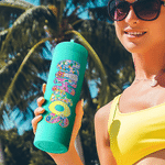 Gobelet personnalisé multicolore avec paille et nom Fête de plage Vacances d'été Cadeau d'anniversaire pour ami(e) Famille Petite amie