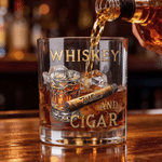 Gepersonaliseerde Cigar 10 oz Rock Whiskey Glas met Naam Vaderdag Verjaardagscadeau voor Man Whiskey Lover Sigaar Rokende Liefhebber