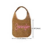Personalised Multicolour Name Crochet Raffia Tote Bag Beach Vacation Bachelorette Party Birthday Gift for Her
