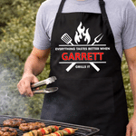 Gepersonaliseerd Multi-Color BBQ Patroon Schort met Naam Familie Bijeenkomst Vaderdag Cadeau voor Vader Grootvader