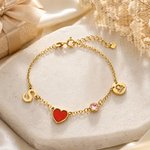 Personalized Constellation Birthstone Initial Heart Pendants Bracelet Daily Use Anniversary Birthday Gift for Woman Friend Girlfriend